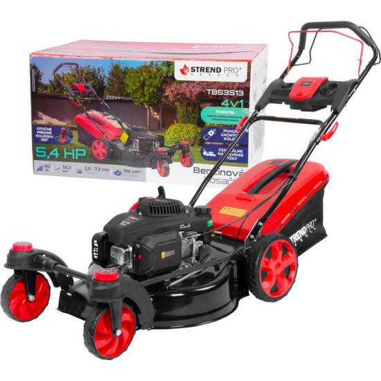 Lawn mower Strend Pro TBE53S13, gasoline, 4 kW, working width 53,3 cm, with drive, rotating wheels,