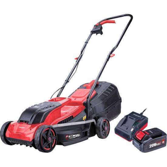 Zāles pļāvējs Worcraft CLM-S20LiB ShareSYS, 20V Li-Ion, 320 mm, 30 lit., SET 1x6,0 Ah akumulators + ātrais lādētājs