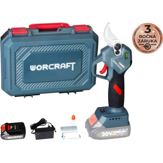 Worcraft Home Scissors CSC-S20LiBCM ShareSYS, BRUSHLESS, 20V Li-Ion, садовый, беспроводный, для ветвей, обрезанный 30 мм, SET в чехле Worcraft Home Scissors CSC-S20LiBCM ShareSYS, BRUSHLESS, 20V Li-Ion, садовый, беспроводный, для ветвей, обрезанный 30 мм, SET в чехле