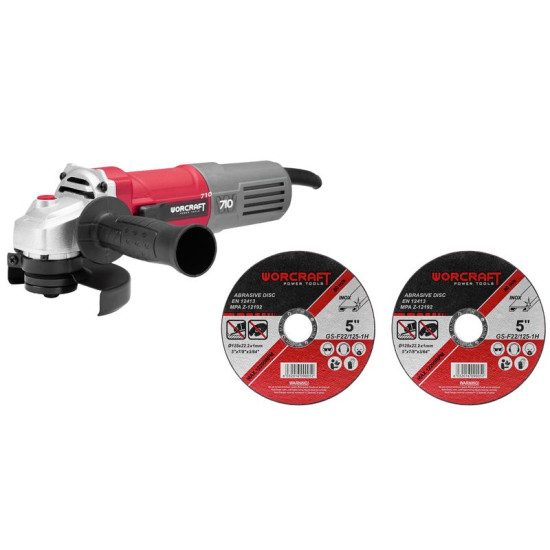 Leņķa slīpmāšīna Worcraft AG08-125P, 710W, 125 mm, M14, + 2 diski