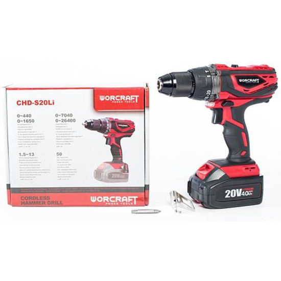 Шуруповерт Worcraft CHD-S20Li, 20 В, Li-ion