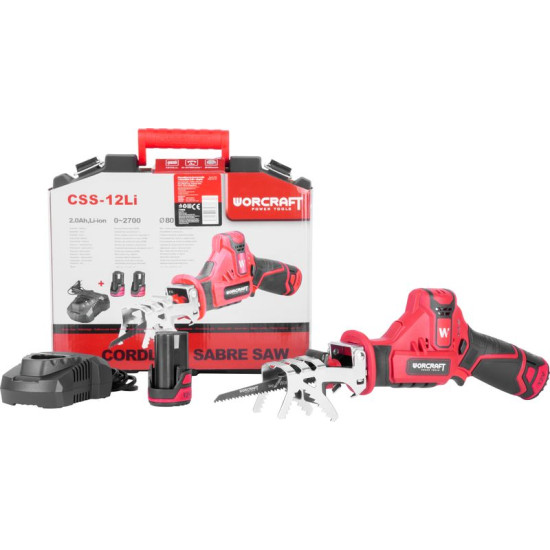 Zāģis Worcraft CSS-12Li, 12V, 2x 2,0Ah Li-Ion, aste