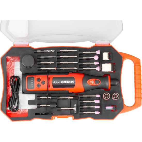 Шлифовальная машина Strend Pro, мини, прямая, сверление и шлифование, 8 В, 1500 мАч, с принадлежностями