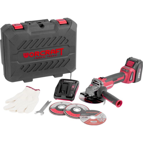 Угловая шлифовальная машинв CAG-S20LiBH 125 мм, в чемодане, с аккумулятором и зарядкой, Li-ion 20 В, бесщеточная