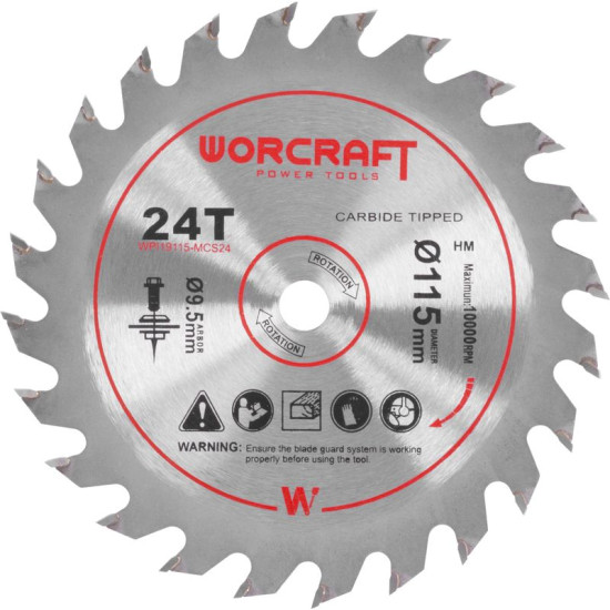 Диск циркулярной пилы Worcraft CMCS-S20LiB,115х9,5 мм, 24Т