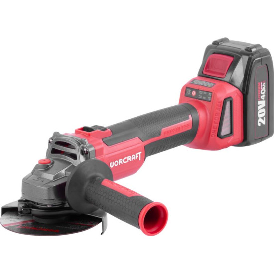 Шлифовальная машина Workcraft CAG-S20LiBH ShareSYS, 115 мм, угловая, набор, чемодан, с аккумулятором и зарядкой, 20 В, Li-Ion, бесщеточная