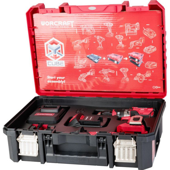 Набор инструментов Worcraft XCUBE004, аккумуляторная отвертка CHD-S20LiBH, 1 аккумулятор 4,0 Ач, 1 зарядное устройство