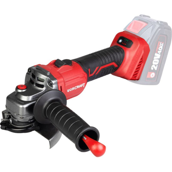 Leņķa slīpmāšīnaWorcraft CAG-S20LIBS-115 Shasysyss, 115 mm, ātruma regulēšana, 20 V li-jons