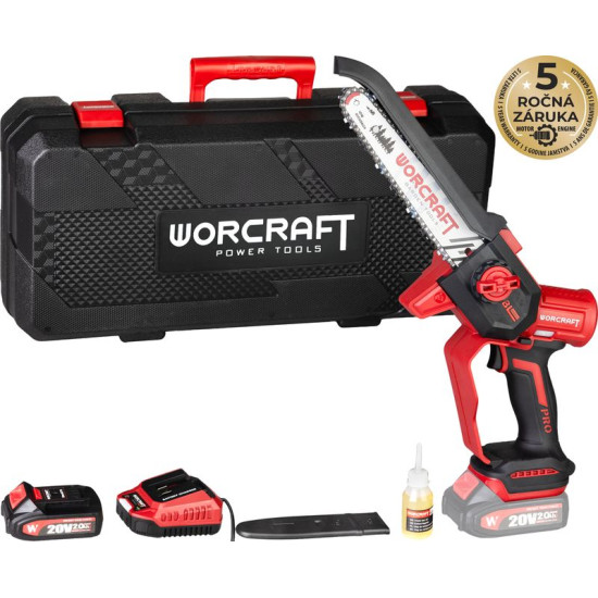 Worcraft CHS-S20LiBDM ShareSYS Пила, бесщеточная, 20V Li-ion, 8" цепь, мини-цепь, SET в футляре