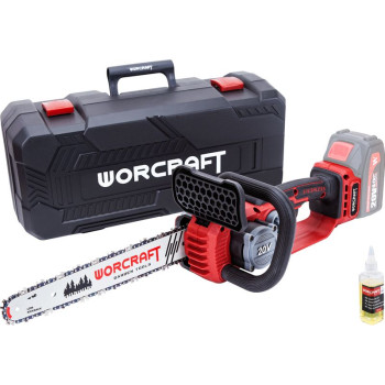 Zāģis Worcraft CGC-S20LiBD, bezsuku, motorzāģis, SDS sistēma, 20V Li-ion, 26 ml eļļas tvertne, 12" ķēde Zāģis Worcraft CGC-S20LiBD, bezsuku, motorzāģis, SDS sistēma, 20V Li-ion, 26 ml eļļas tvertne, 12" ķēde