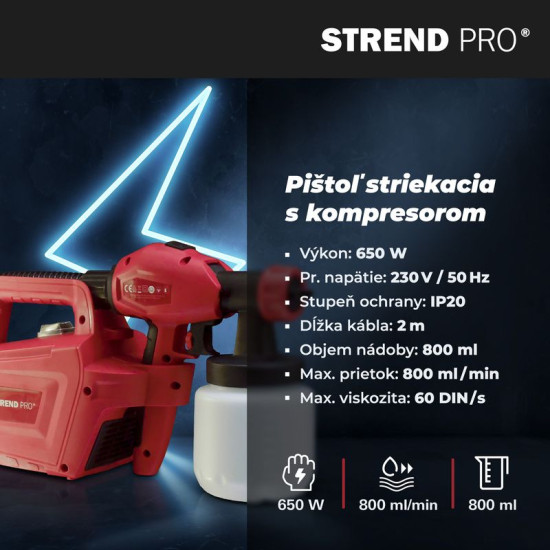 Краскопульт с компрессором Strend рro JS-FB17аII, 650Вт, 800мл Краскопульт с компрессором Strend рro JS-FB17аII, 650Вт, 800мл