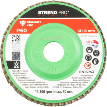 Strend Pro Premium Blade 115 x 22 мм, шлифовка, P60, алмаз, клапан Strend Pro Premium Blade 115 x 22 мм, шлифовка, P60, алмаз, клапан