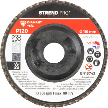 Strend Pro Premium Blade 115 x 22 мм, шлифовка, P120, алмаз, клапан Strend Pro Premium Blade 115 x 22 мм, шлифовка, P120, алмаз, клапан