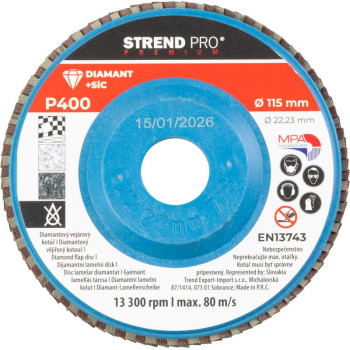 Strend Pro Premium Blade 115 x 22 мм, шлифовка, P400, алмаз, клапан Strend Pro Premium Blade 115 x 22 мм, шлифовка, P400, алмаз, клапан