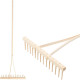 Wooden rake, 14 teeth, wooden handle