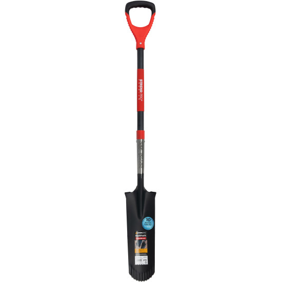 Spade Strend Pro Premium RedShark, narrow, drainage, with fiberglass handle D 1280 mm, warranty 10 years.