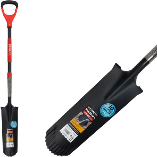 Spade Strend Pro Premium RedShark, narrow, drainage, with fiberglass handle D 1280 mm, warranty 10 years.