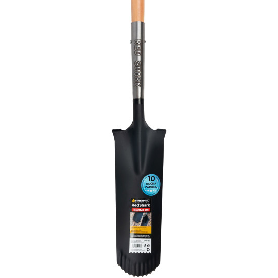 Spade Strend Pro Premium RedShark, narrow, drainage, with wooden handle D 1280 mm, warranty 10 years.