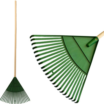 Грабли R121.WH, 22х , веерные, для листьев, PH, ручка деревянная 1300 мм