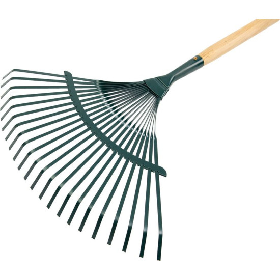 Garden leaf rake metal (lamella teeth) + wooden handle
