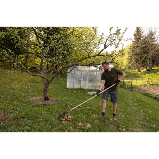 Garden leaf rake metal (lamella teeth) + wooden handle