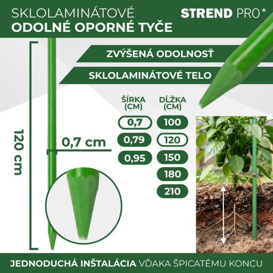 Dārza bārs CountryYard S217, 120 cm, 7,0 mm, zaļš, stikla šķiedra