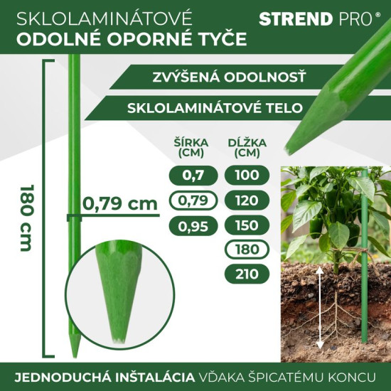 Опора для растений CountryYard S279, 180 см, 7,9 мм, зеленая, стекловолокно