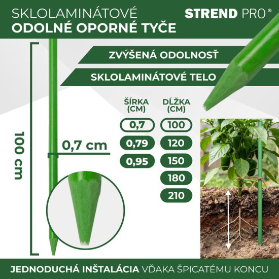 Garden bar CountryYard S217, 100 cm, 7.0 mm, green, fibreglass