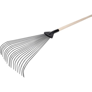 Грабли R115.WH, 18х, веерные, для листьев, деревянная ручка