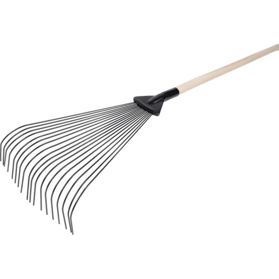 Грабли R115.WH, 18х, веерные, для листьев, деревянная ручка