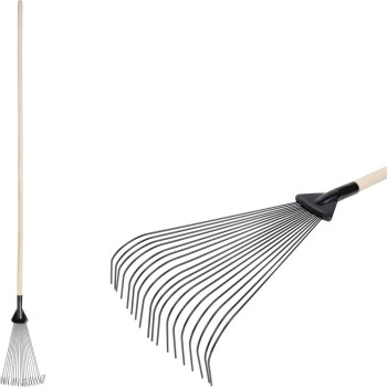 Грабли R115.WH, 18х, веерные, для листьев, деревянная ручка