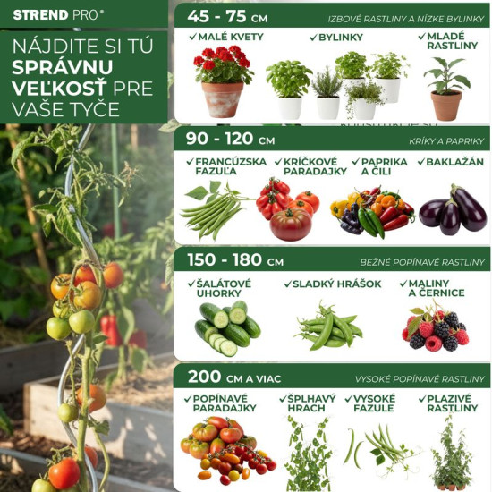 Dārza stabs 16/1800mm, pārklāts ar PVC