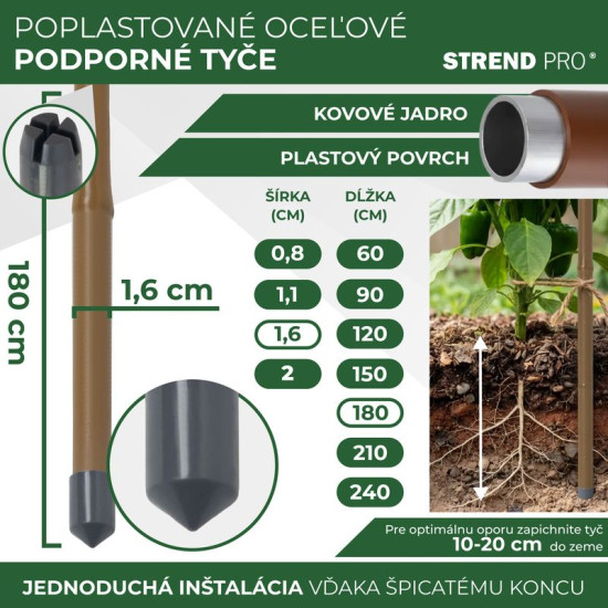 Auga atbalsts Garden 16/1800 mm, tērauds/plastmasa, brūns