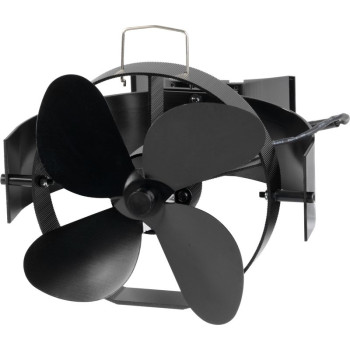 Strend Pro ventilators, kamīns, ar skursteņa turētāju un magnētu, apsildāms, 4 asmeņu, melns