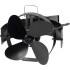 Strend Pro fan, fireplace, with flue holder and magnet, heat-driven, 4-blade, black
