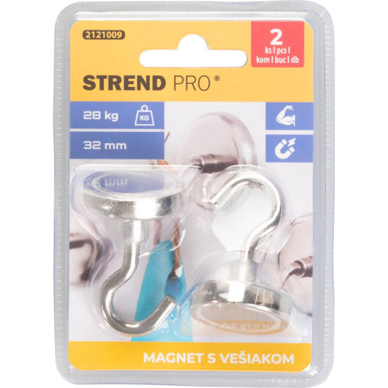 Magnēts Strend Pro, īpaši izturīgs, ar pakaramo, 32 mm, maks. 28 kg, iepakojums. 2 gab