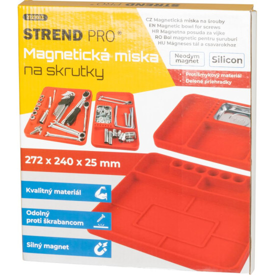 Screw container Strend Pro, magnetic, silicone, for car workshops, 272x240x25 mm