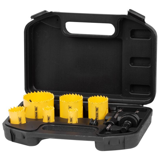 Hole saw kit Strend Pro BHS 6689, Bi-METAL, 9pcsRiņķzāģu komplekts metālam Strend Pro BHS 6689, Bi-METAL, 9gabКомплект коронок  Strend рro BHS 6689, Bi-METаL, 9шт.