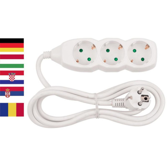 Cable GERMAN socket Strend Pro DG-803B 5 m, 3 sockets, HUN, ROM, SRB, CRO Cable GERMAN socket Strend Pro DG-803B 5 m, 3 sockets, HUN, ROM, SRB, CRO