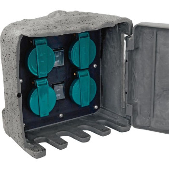 Розетка Strend Pro, водонепроницаемая, садовая, имитация камня, IP44, 4 розетки, 3 м