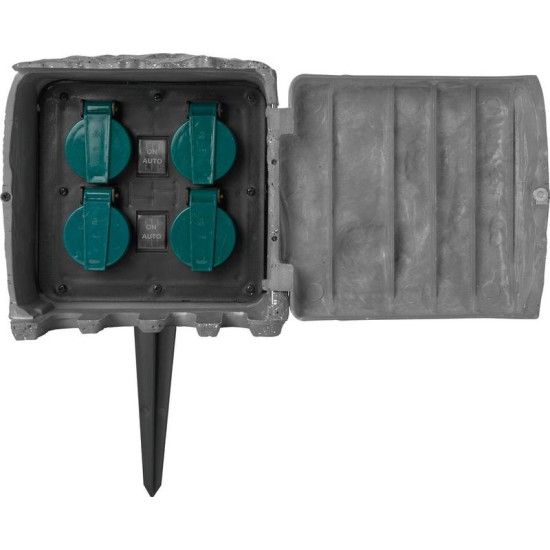 Розетка Strend Pro, водонепроницаемая, садовая, имитация камня, IP44, 4 розетки, 3 м