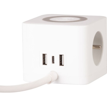 Удлинитель Strend Pro, USB A+C, беспроводная зарядка, 1,4 м