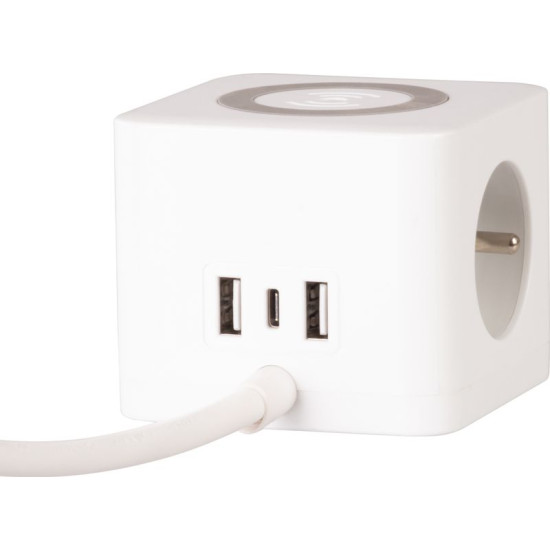 Strend Pro cable, extension, cube shape, USB-C + A, wireless charging, 1.4 m, Wireless