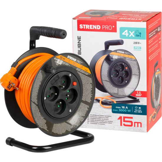 Удлинительный кабель Strend Pro DG-FB04, L-15 м, на барабане, сечение 1,5 мм2 Удлинительный кабель Strend Pro DG-FB04, L-15 м, на барабане, сечение 1,5 мм2