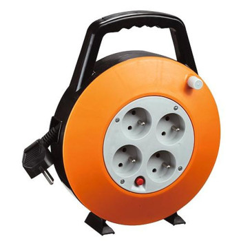 Кабель Strend Pro CR040, удлинитель, L-7,5 м, 4 розетки, на барабане