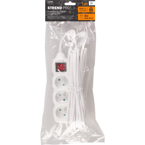 Удлинитель с выключателем DG-F803B 7 м 3 розетки