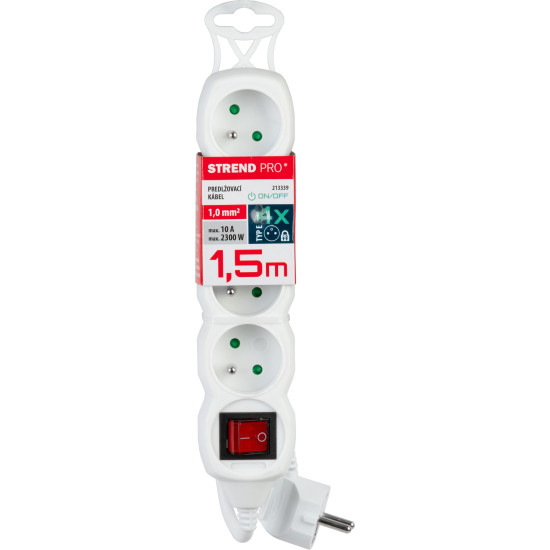 Удлинитель с выключателем DG-F804BK 1,5 м 4 розетки