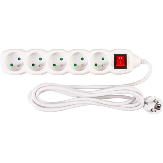 Elektriskais pagarinātājs DG-F805BK 3 m 5 ligzda + slēdzis