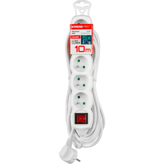 Удлинитель с выключателем DG-F805BK 10 м 5 розеток