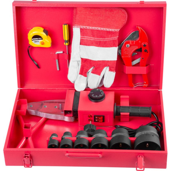Welding machine Strend Pro PPR 63B, polyfusion, 1500 W, 20-63 mm, for plastic tubes, 14 parts
